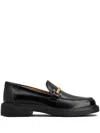 Tod's Black Loafers With Logo Plaque In Leather Woman