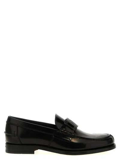 Tod's Black Black Chain Link Leather Loafers