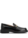 Tod's Black Loafers With Logo Plaque In Leather Woman In Black
