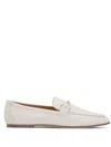Tod's Calfskin Moccasin With Gold Bar And Velcro Closure In White
