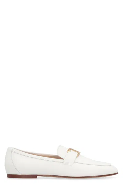 Tod's T Timeless Leather Loafers In White