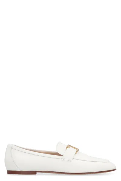 Tod's Leather Loafers In White