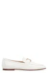 Tod's Pointed Toe Loafers With Metallic Buckle Detail In White
