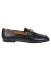 Tod's Leather Loafers With Subtle Gold Accent In Black
