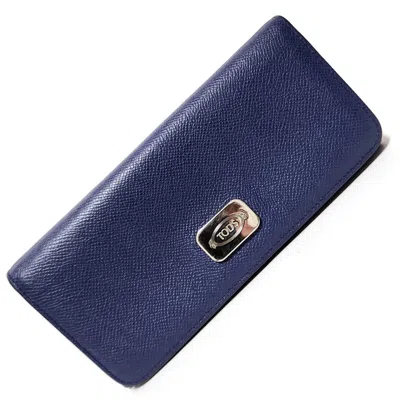 Pre-owned Tod's Leather Long Wallet (bi-fold) () In Blue