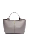 Tod's Spacious Leather And Suede Tote Bag With Magnetic Closure In Grey