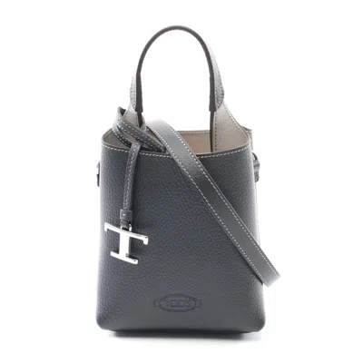 Tod's Leather Micro Handbag Navy In Blue