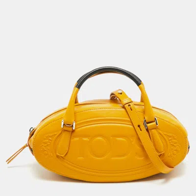 Tod's Leather Mini Bow Satchel In Yellow