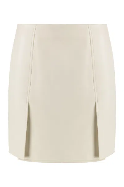 Tod's Tod`s  Leather Mini Skirt With Double Front Slit In White