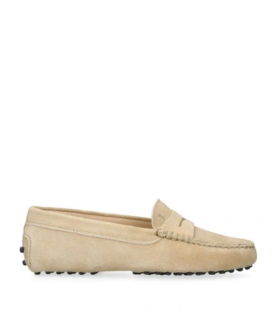 Tod's Kids' Leather Mocassino Gommini Driving Shoes In Ivory
