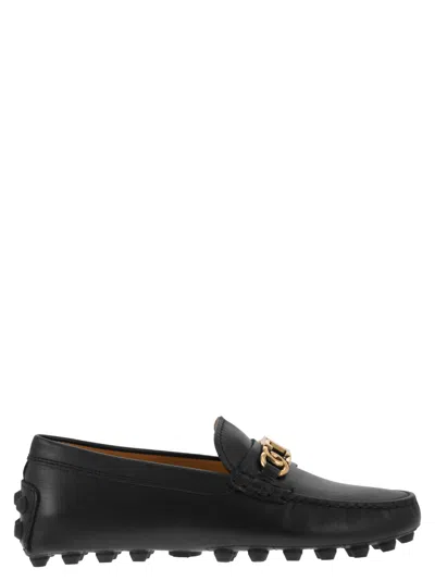 Tod's Leather Kate Gommino Driving Shoes In Black