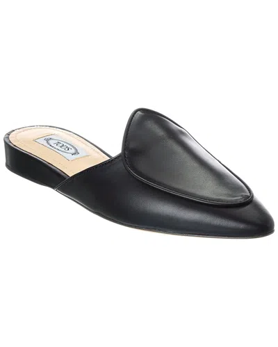 Tod's Logo Leather Flat In Black