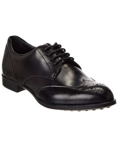 Tod's Leather Oxford In Animal Print