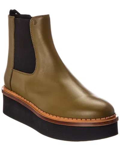 Tod's Leather Platform Boot In Green