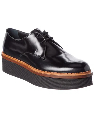 Tod's Leather Platform Oxford In Black