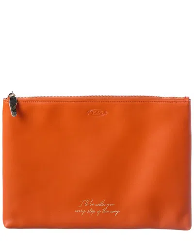Tod's Leather Pouch In Orange