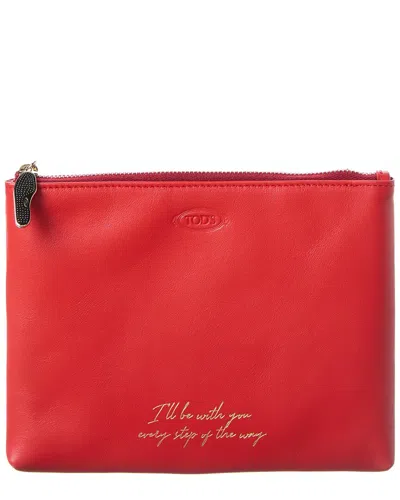 Tod's Leather Pouch In Red