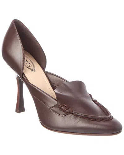 Tod's Whipstitch-detail Heeled Pumps In Brown