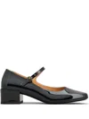 Tod's Almond Toe Block Heel Gold Hardware Pumps In Black