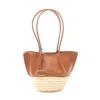 Tod's Leather Raffia Timeless Tote Bag In Brown