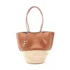 Tod's Leather Raffia Timeless Tote Bag In Brown