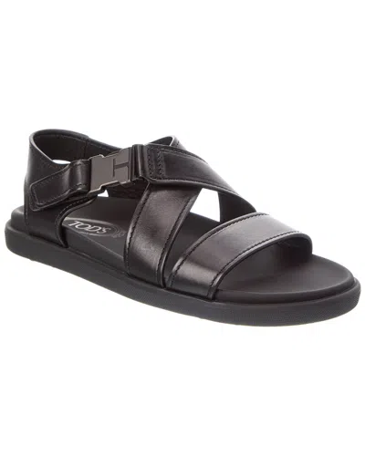Tod's Leather Sandal In Black