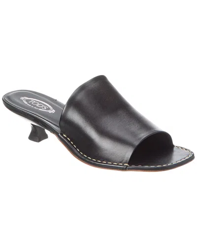 Tod's Leather Sandal In Black