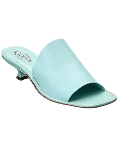 Tod's Leather Sandal In Blue