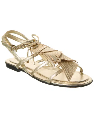 Tod's Leather Sandal In Gold