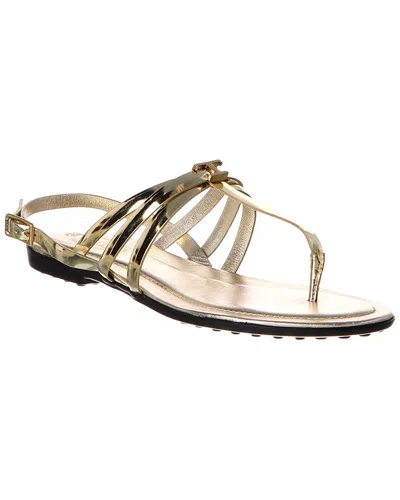Tod's Leather Sandal In Neutral