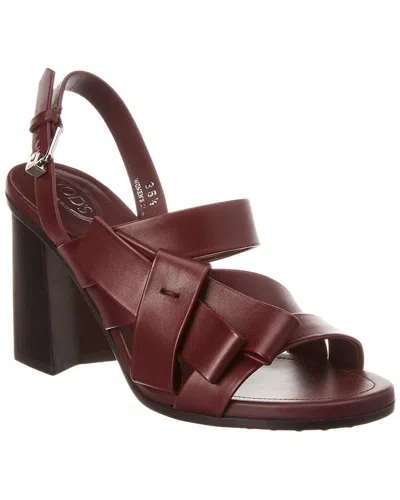 Tod's Leather Sandal In Red