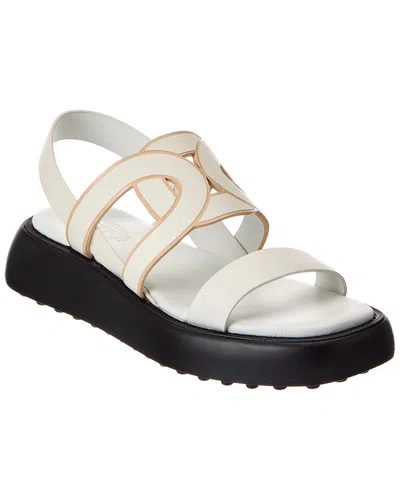 Tod's Leather Sandal In White