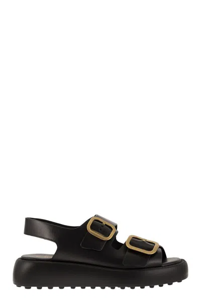 TOD'S TOD'S LEATHER SANDAL WITH BUCKLES
