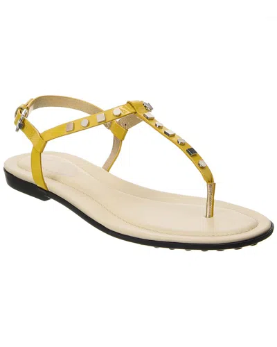 Tod's Leather Sandal In Yellow