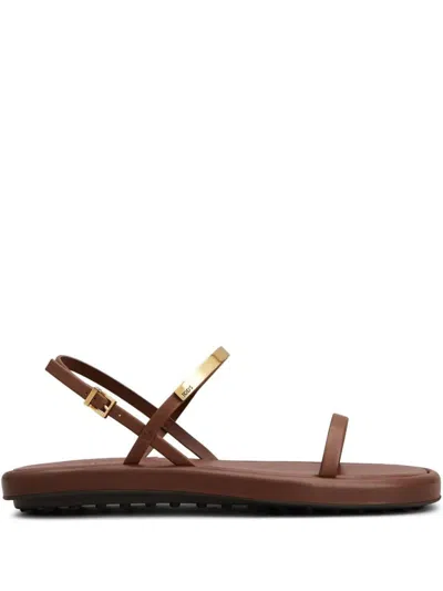 Tod's Leather Sandalwood Shoes In Brown