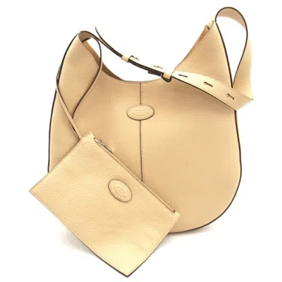 Tod's Leather Shoulder Bag Beige In Sand