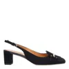 Tod's Square Toe Block Heel Gold-tone Hardware Slingback