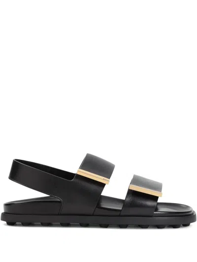 Tod's Leather Slingback Sandals In Black