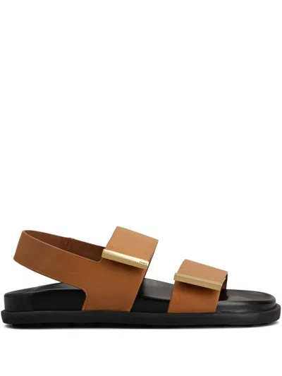 Tod's Leather Slingback Sandals In Brown