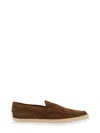 Tod's Suede Loafers With Round Toe And Braided Jute Sole In Black