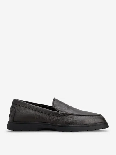 Tod's Leather Slipper Moccasins In Black