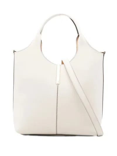 Tod's Small Bar Detail Tote Bag In White