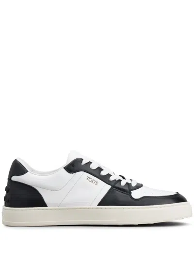 Tod's Panelled Leather Sneakers In Black  