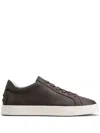 Tod's Grained Leather Round Toe Rubber Sole Sneakers In Brown