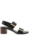 Tod's Block Heel Strappy Sandals With Gold-tone Hardware In Black