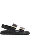 Tod's Women Sandal With Two Leather Straps In Black
