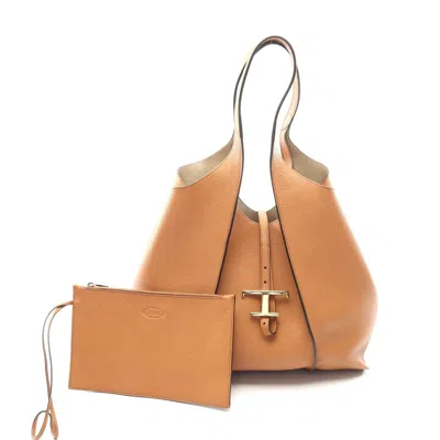 Tod's Leather T Timeless Medium Shoulder Bag In Brown