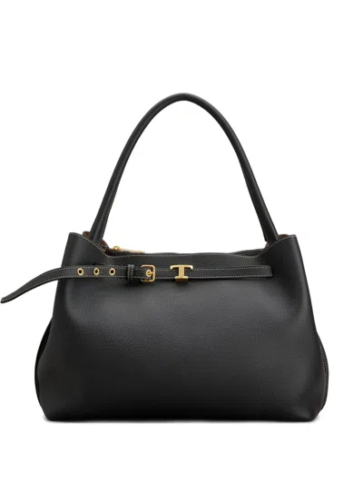Tod's Leather Top Handle Shoulder Bag In Black