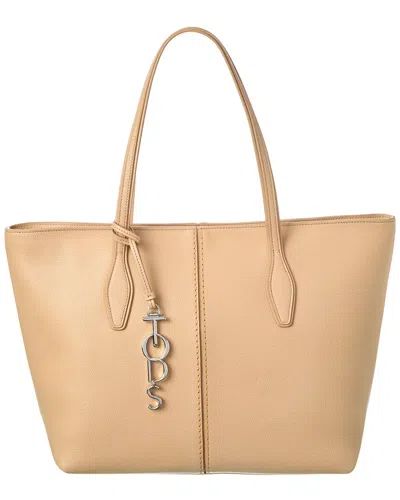 Tod's Leather Tote In Beige