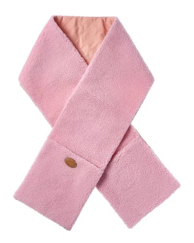 Tod's Tods Leather-trim Wool-blend Scarf In Pink